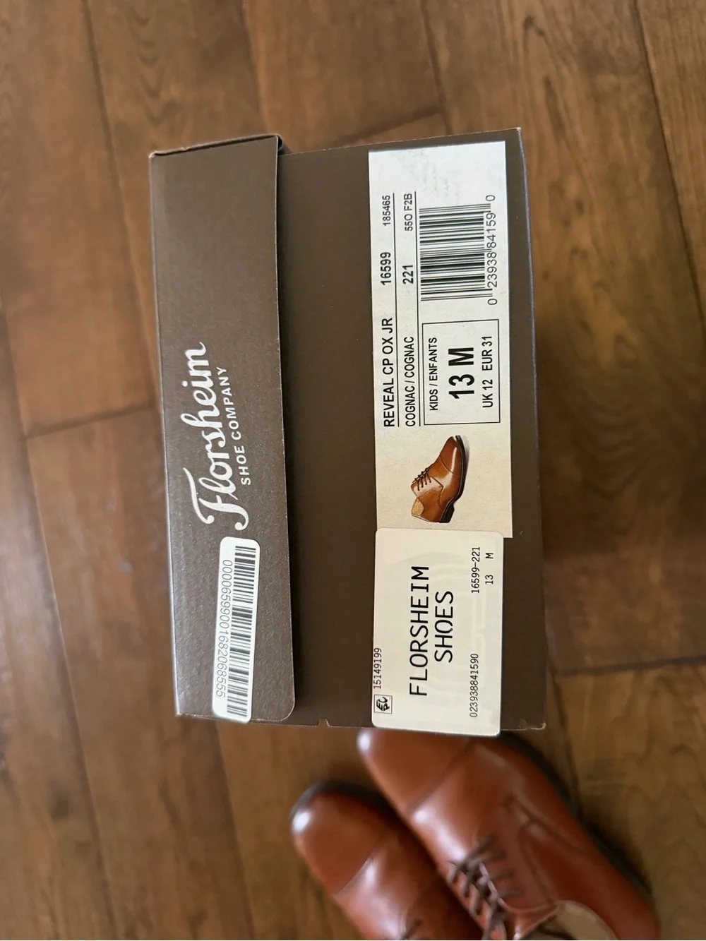 Florsheim Kids Tan Leather Lace-Up Dress Shoes